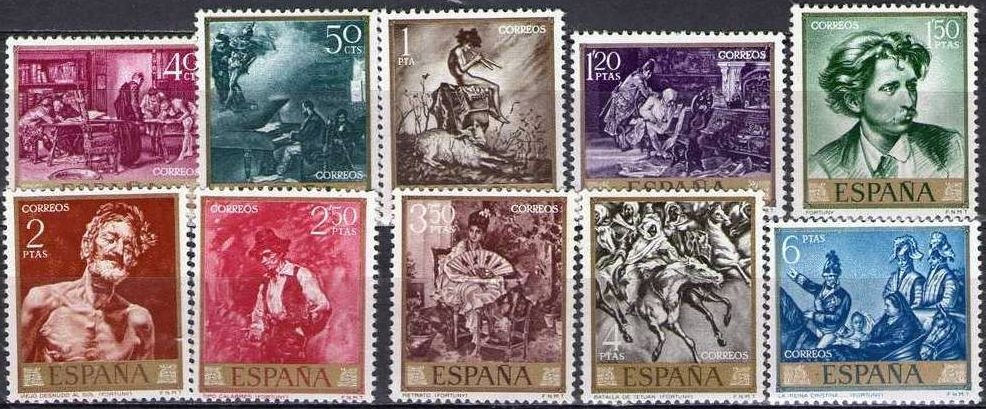 ESPAÑA 1968 1854/63 Sellos Nuevos Pintor Mariano Fortuny Marsal Completa Espana Spain Espagne Spagna Spanje Spanien 